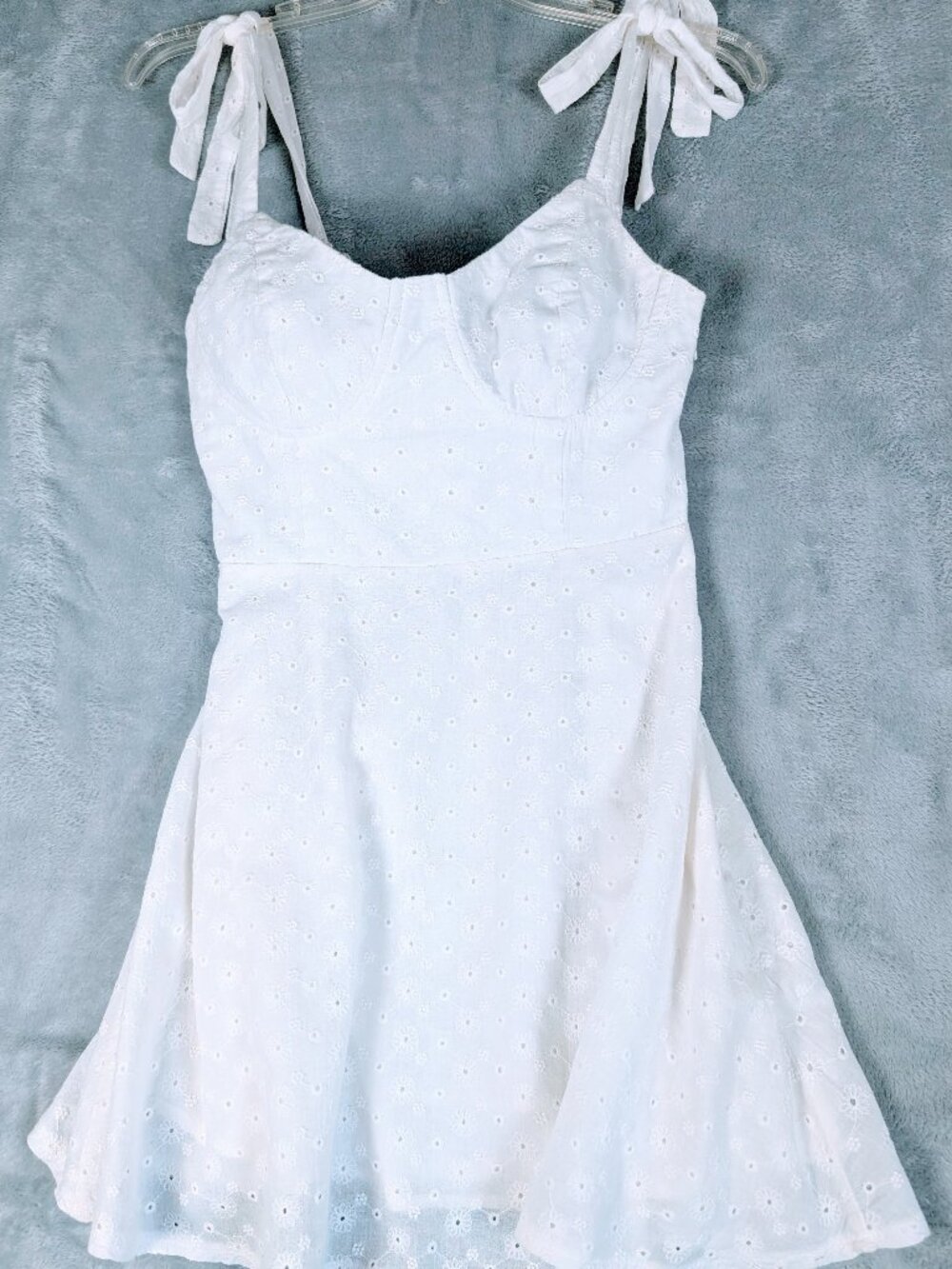 Hello Molly White Eyelet Bustier‎ Mini Dress Size 4 Babydoll Coquette Pin Up